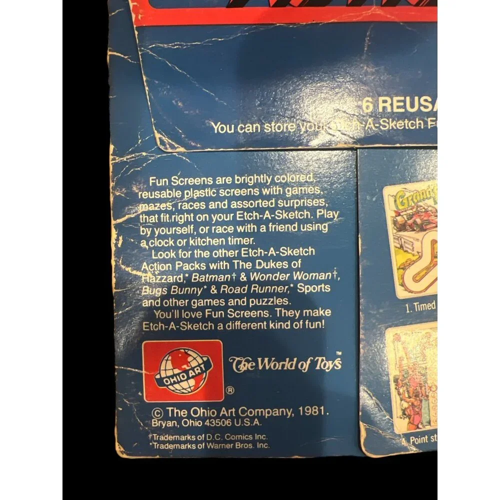 Vintage Etch A Sketch Fun Screens Action Pack‎ Sports Missing One Film, Vintage